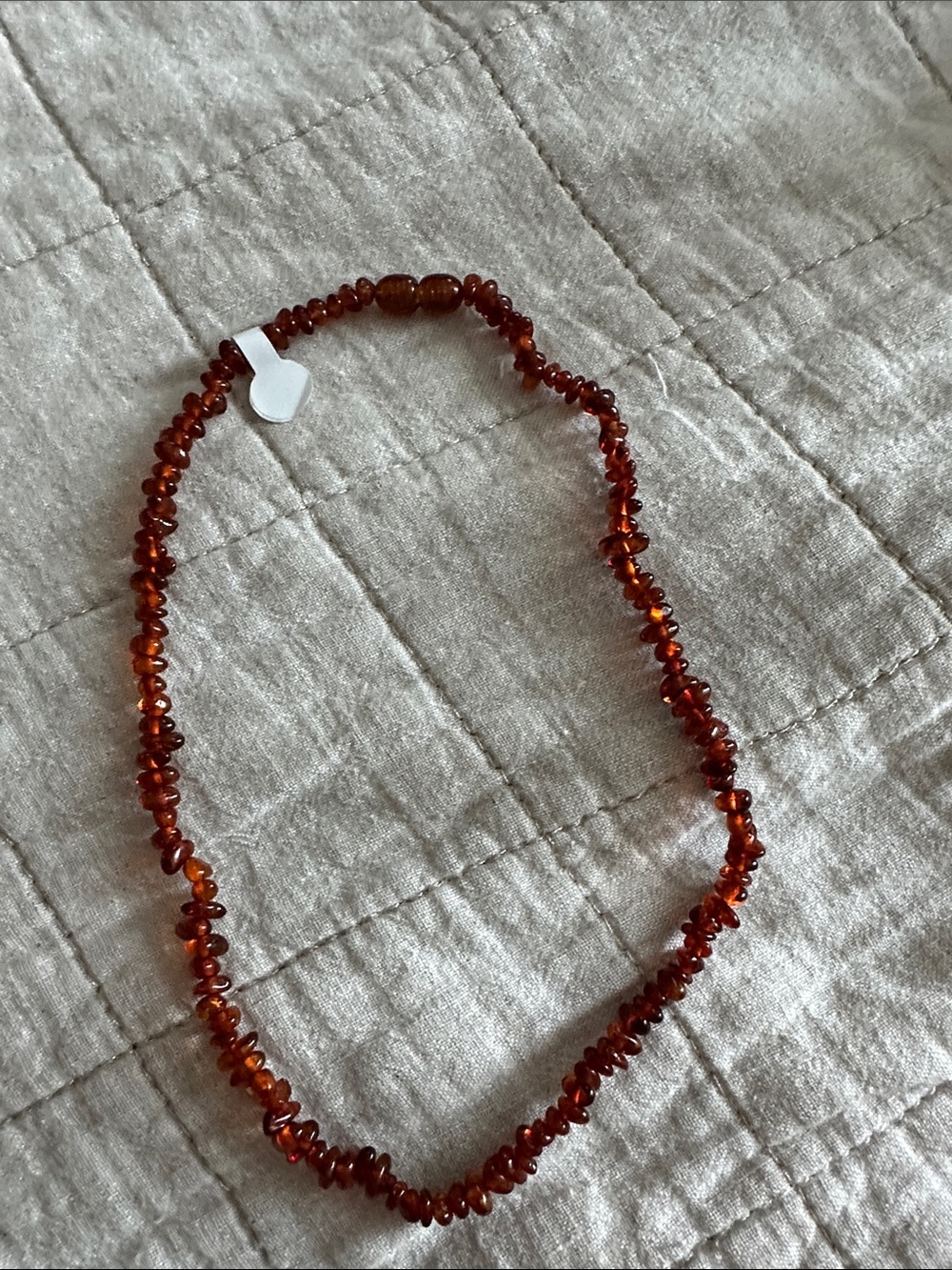 Amber Chip Bead Necklace - Warm Cognac Brown
